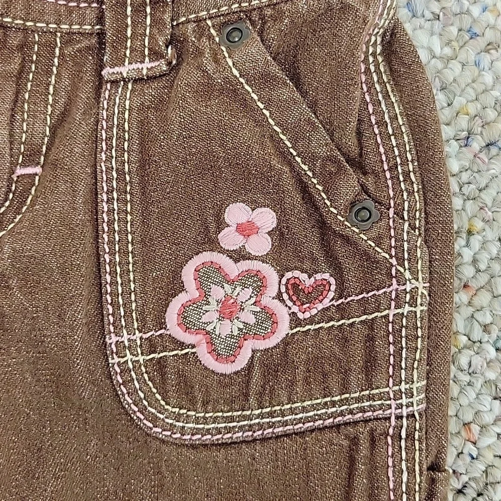 OshKosh B'gosh Brown Kids Pants with Heart Pockets Y2K Painter Pants 2T